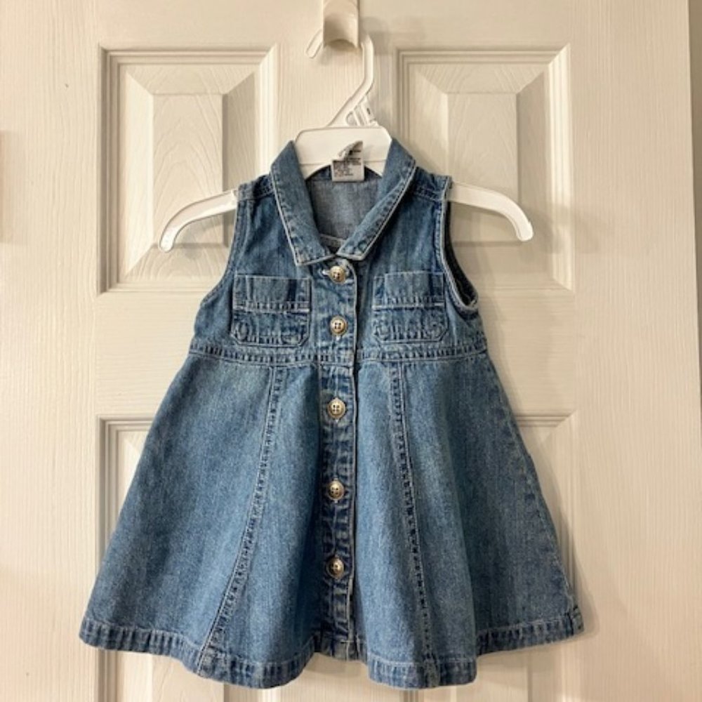 Vintage 1980 BABY GAP Denim Jean Dress - Size 3/6 Months - Super Cute!